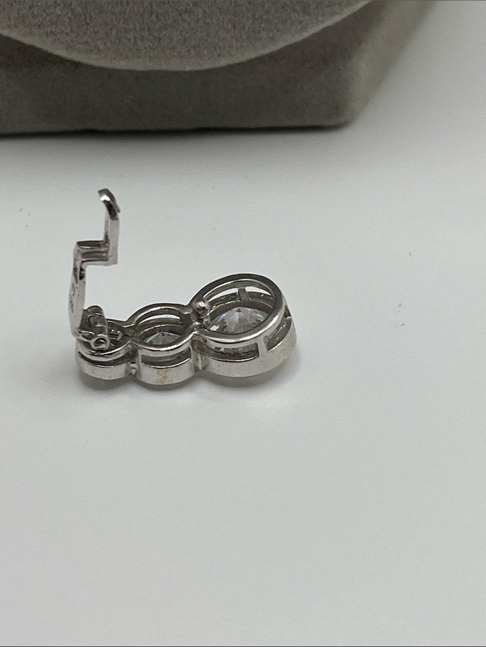 Triple-CZ Stamped  Silver Pendant Necklace - Picture 6 of 9